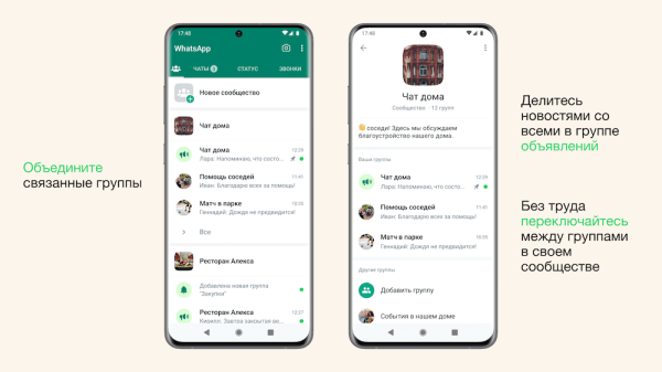 WhatsApp начал запуск сообществ по всему миру
WhatsApp начал запуск сообществ по всему миру