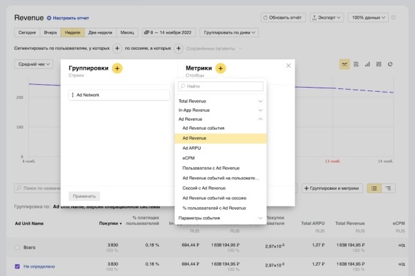 В AppMetrica стали доступны новые метрики рекламной монетизации
В AppMetrica стали доступны новые метрики рекламной монетизации