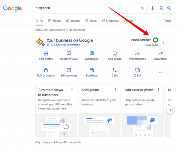 Виджет «Сила профиля» появился у всех бизнес-профилей в выдаче Google Виджет «Сила профиля» появился у всех бизнес-профилей в выдаче Google