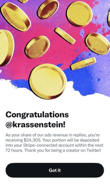 
            Twitter начал делиться с авторами рекламными доходами
        