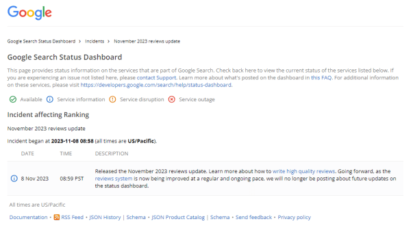 Google запустил ноябрьский апдейт, связанный с отзывами на сайте