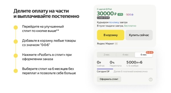 
            Яндекс Маркет запускает Сплит 0•0•6
        