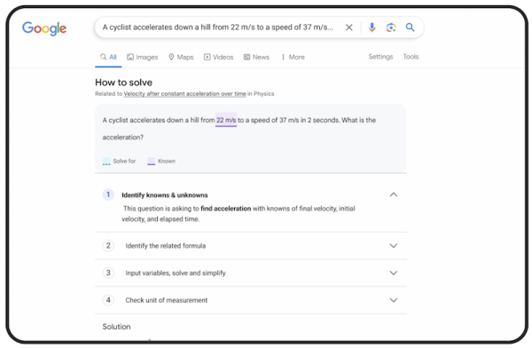 
            Google научил поиск пошагово решать задачи по математике и физике
        