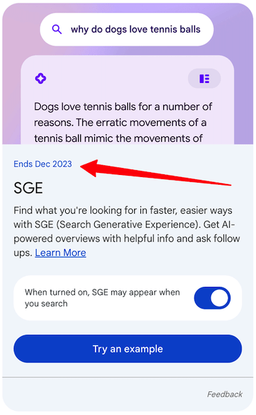 
            Google убрал дату окончания эксперимента SGE
        