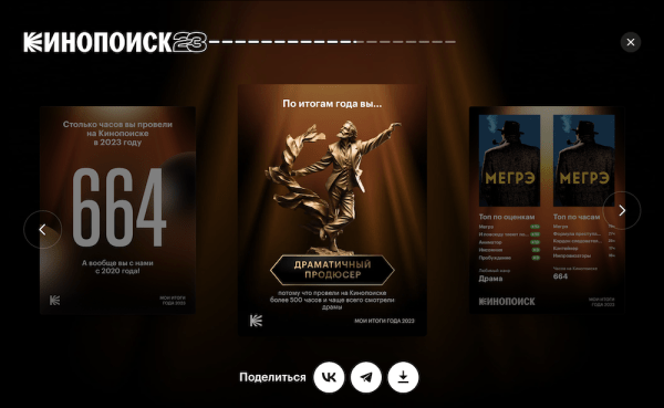 Кинопоиск покажет персональные итоги года
Кинопоиск покажет персональные итоги года